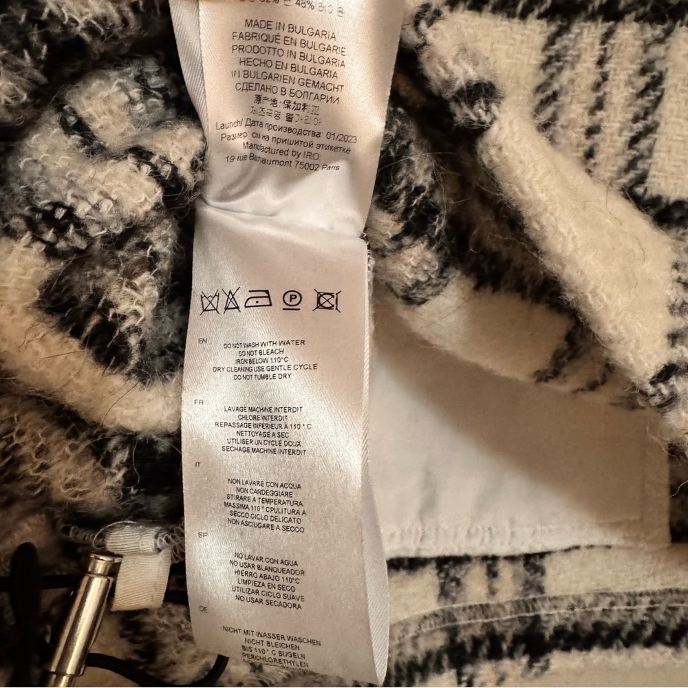 IRO Paris Bika Checked Wool-Blend Half-Zip Sweater Plaid NWT Size 38 - Picture 11 of 16